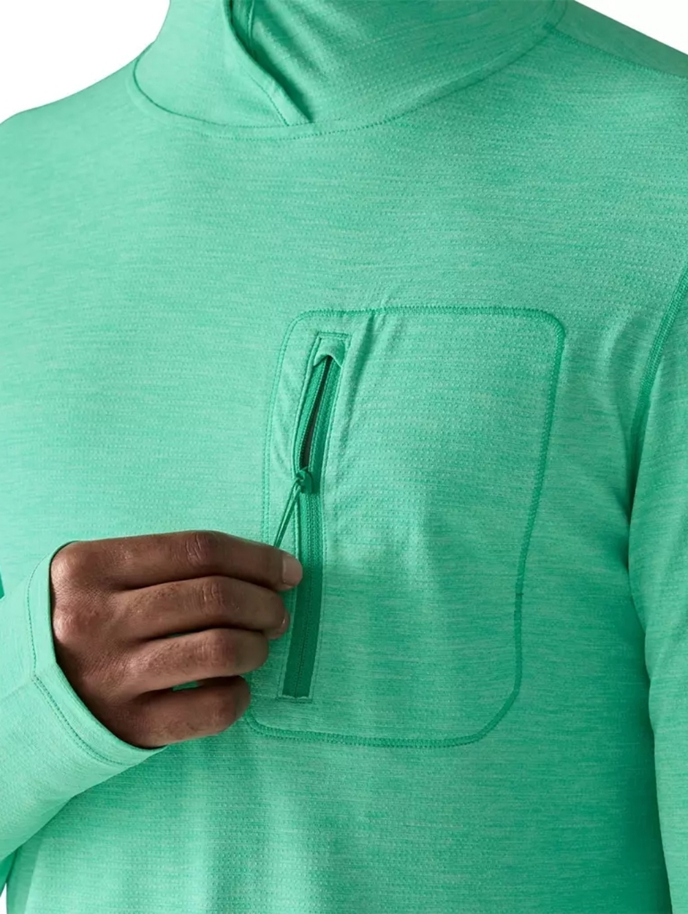 Patagonia Men's Hooded Long-Sleeve Shirt in Aqua Stone - Picture 2 of 5